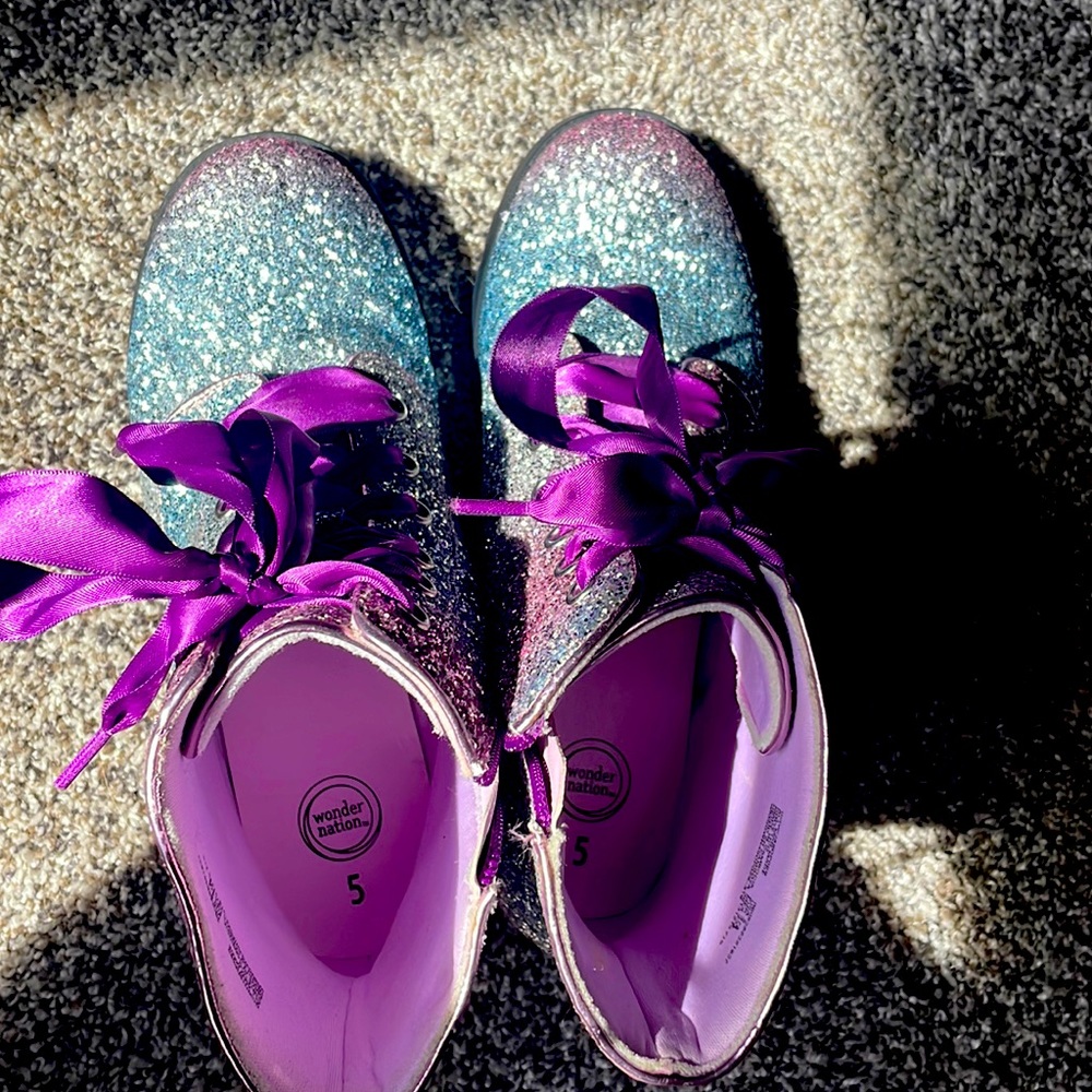 WonderNation; Size Girls 5 or Adult size 6; Undertone is purple with sparkles